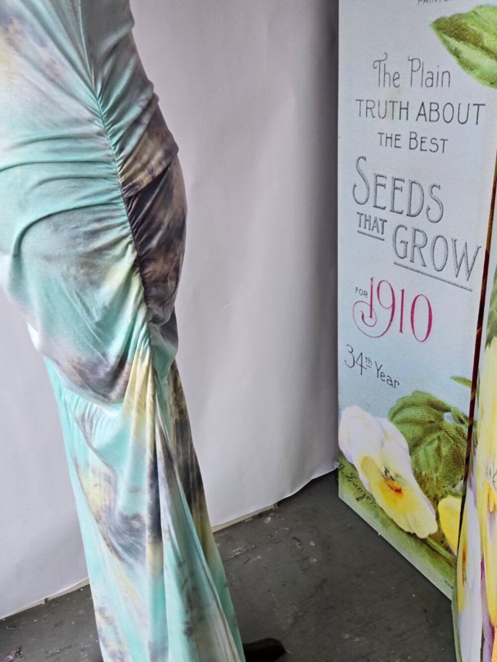 Venus Aqua Pastel Tie Dye Boho Bodycon Maxi Dress Art to Wear Evening Beach - Picture 7 of 9